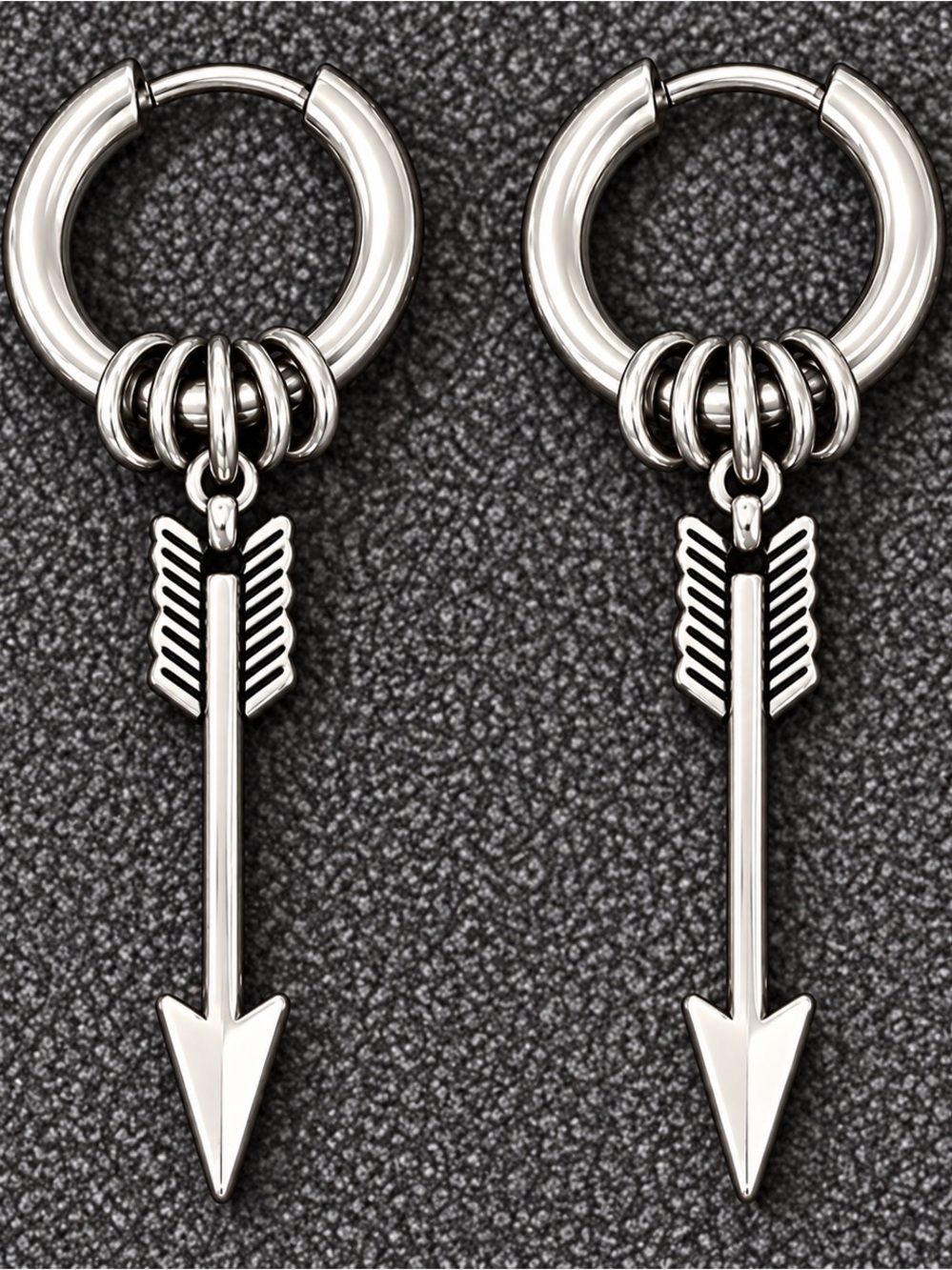 Bow & Arrow~ Arrowhead Spearpoint Weapon Warrior Native American Stainless Hoops